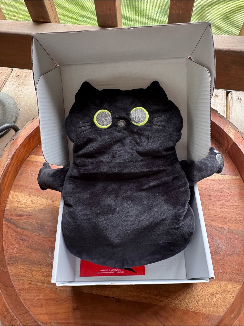 Microwave heating pad new in box Black Plush Cat